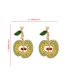 Fashion Green Geometric Diamond Apple Stud Earrings