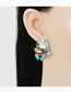 Fashion Blue Alloy Oil Drop Diamond Earrings