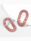 Fashion Red Alloy Diamond Oval Geometric Stud Earrings