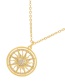 Fashion Gold Bronze Zircon Round Eye Pendant Necklace