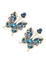 Fashion Yellow Alloy Diamond Butterfly Stud Earrings