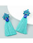 Fashion Blue Alloy Diamond Tassel Earrings