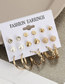 Fashion Gold Alloy Diamond Heart Pearl Round Earrings Set