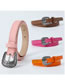 Fashion Pink Pu Carved Buckle Wide Belt