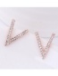 Fashion Silver Color Letter V Shape Decorated Earrings