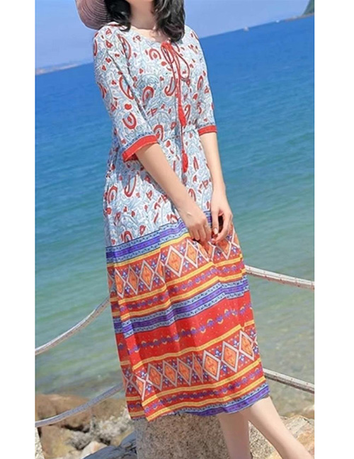 Fashion Multi-color Tassel Decorated Dress