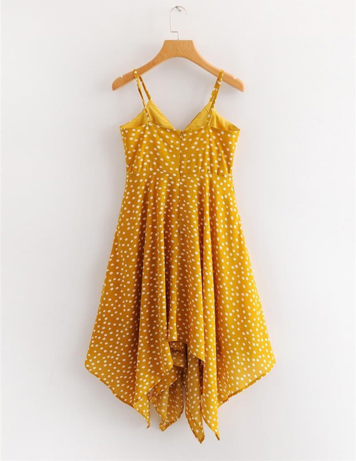 Fashion Yellow Spot Pattern Decorated Dress