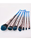 Fashion Blue+black Flame Shape Design Color Matching Cosmetic Brush(7pcs)