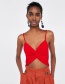 Fashion Red Pure Color Design Suspender Blouse