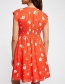 Fashion Orange Flowers Pattern Decorated Sleeveless Dress