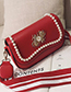 Fashion Red Pearls&diamond Decorated Square Shape Bag