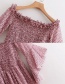 Fashion Pink Strapless Design Flower Pattern Dress