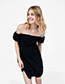 Fashion Black Pure Color Decorated Off  Shoulder Dress