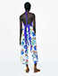 Fashion Blue Flower Pattern Decorated Trousers