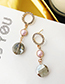 Gold Color Pearl Decorated Round Shape Earrings
