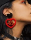 Fashion Red+black Heart Shape Decorated Earrings