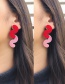Fashion Red Color Matching Decorated Earrings