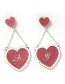 Fashion Pink Letter Pattern Decorated Heart Earrings