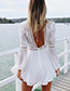 Fashion White V Neckline Design Long Sleeves Dress