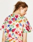Fashion Multi-color Round Neckline Design Flower Pattern Blouse