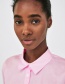 Fashion Pink Pure Color Decorated Shirt