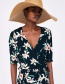 Fashion Black V Neckline Design Flower Pattern Blouse