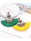 Fashion Green Geometric Shape Decorated Tassel Earrings