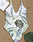 Sexy Green Flower Pattern Decorated One-piece Swimwear