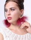 Fashion Claret Red Feather Shape Decorated Earrings