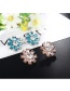 Fashion Gold Color+blue Flower Shape Decorated Earrings
