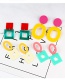 Fashion White+yellow Square Shape Decorated Earrings