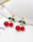 Fashion Red+green Cherry Shape Decorated Earrings