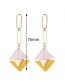 Fashion Plum Red Triangle Shape Decorated Earrings