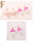 Fashion Plum Red+white Triangle Shape Decorated Earrings