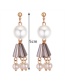 Fashion White+black Water Drop Shape Decorated Earrings